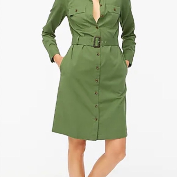 NWT J.Crew size 00 utility shirt dress in green - Picture 2 of 12